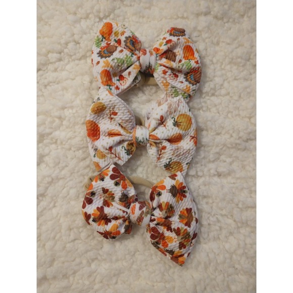 Yanjie Thanksgiving Turkey Hair Bow Headband for Baby Girls and Toddlers - Picture 2 of 6